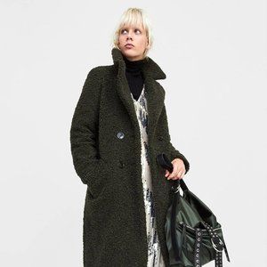 Zara Army Green Teddy Coat Size M